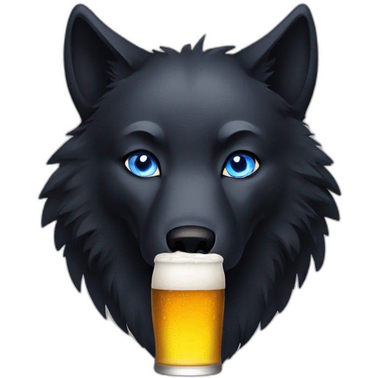 black wolf blue eyes drinking beer emoji