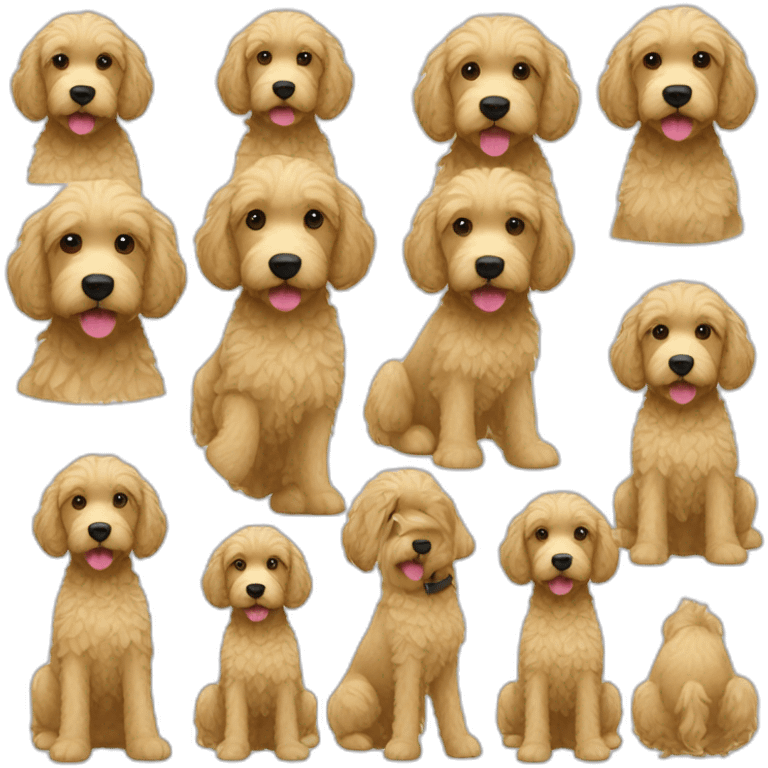 Femme blonde tiens un Labradoodle emoji