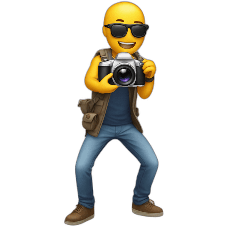 Persona sacando foto con camara emoji