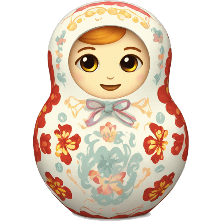 Russian doll with atomic pattern emoji