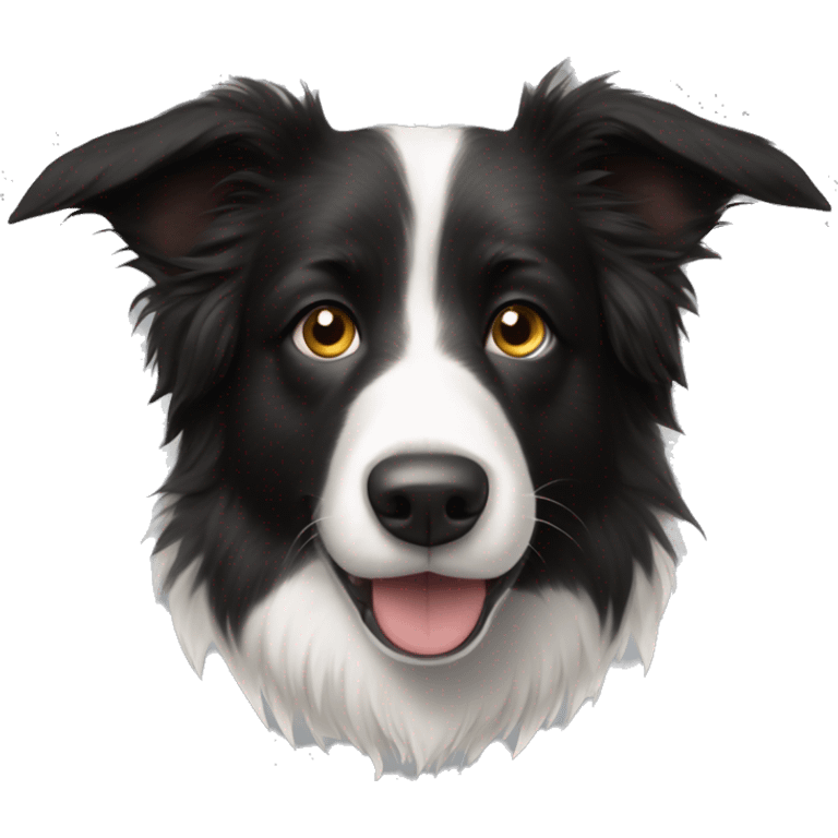 Hairy Border collie with backdown ears and arnes emoji