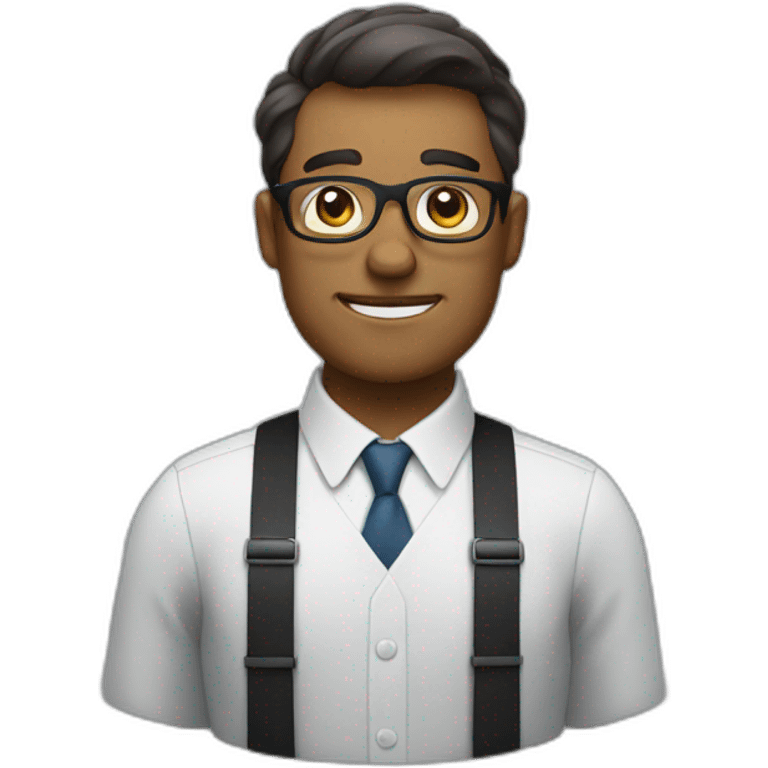 businessman with glasses and suspenders emoji