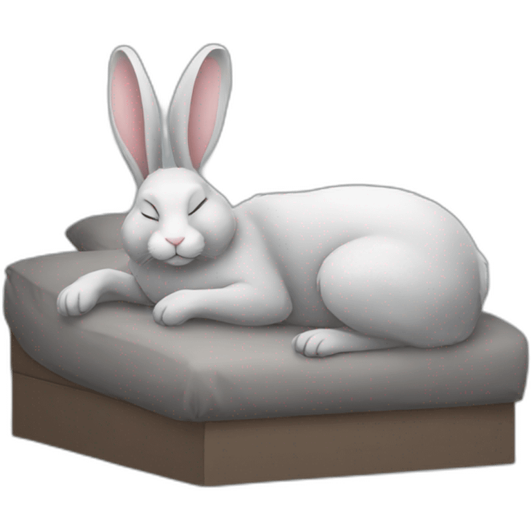 Sleeping-gray-rabbit-fullbody emoji