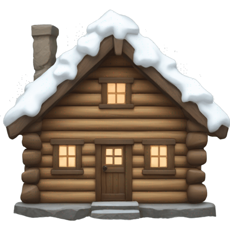 Log cabin with snow emoji