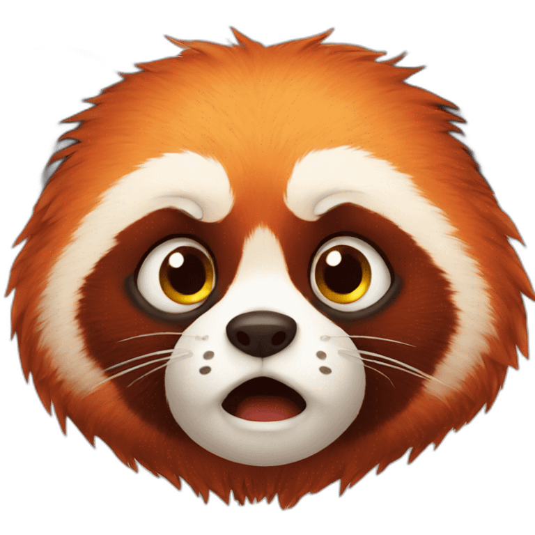 Fluffy red panda scared emoji