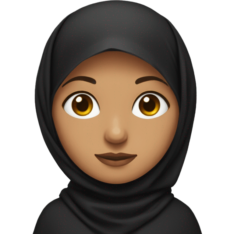 woman with hazel eyes, wearing a black hijab, and meditating emoji