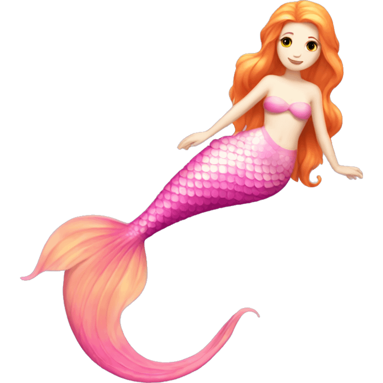 pale skinned orange haired mermaid with pink tail emoji