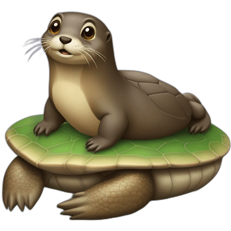 Une loutre sur une tortue emoji