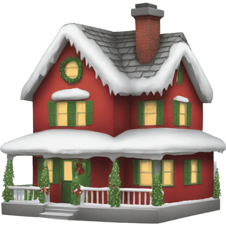 A Christmas house emoji