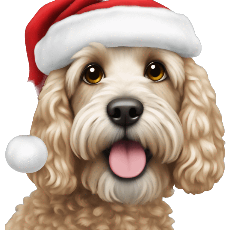 Cockapoo wearing Santa emoji