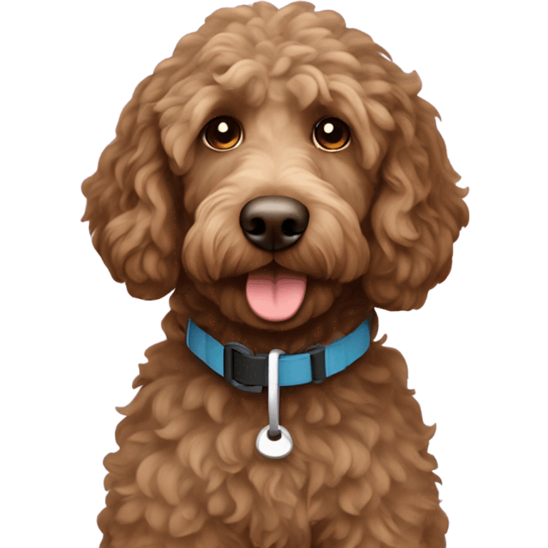 Brown labradoodle with floppy ears skiing emoji