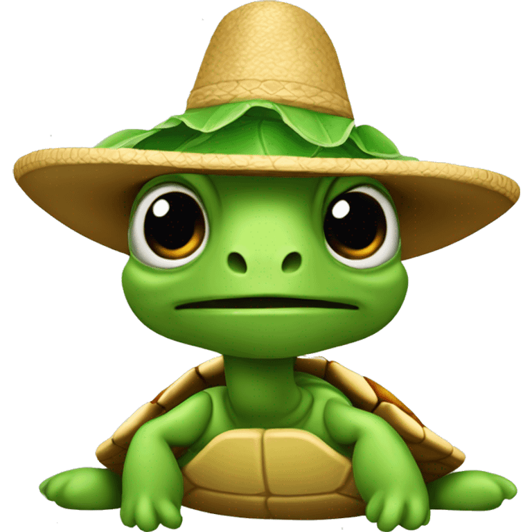 Tortuga con sombrero de lechuga emoji