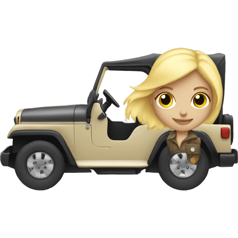 blonde girl driving jeep emoji