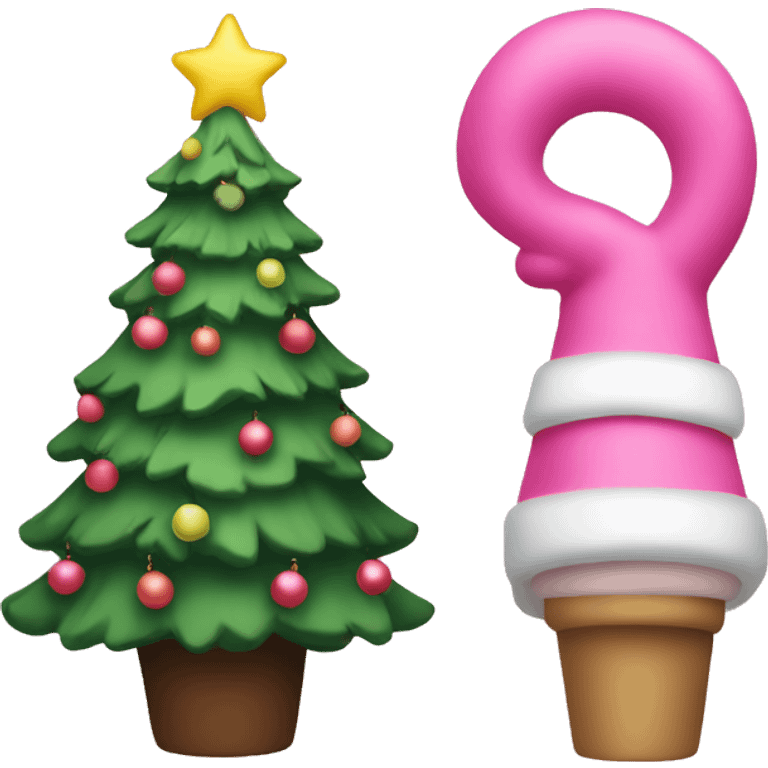 Christmas tree and pinky color vibe emoji