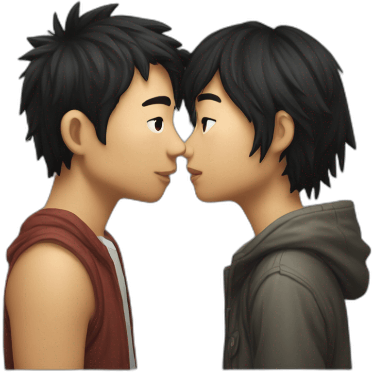 scruffy-boy-and-asian-gilr-kissing emoji