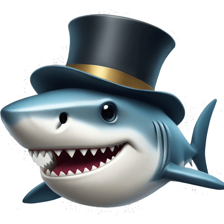 Shark with a top hat emoji