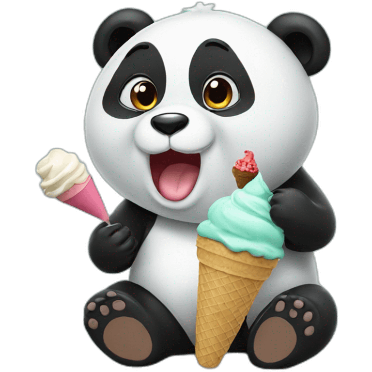 Panda eating ice cream emoji