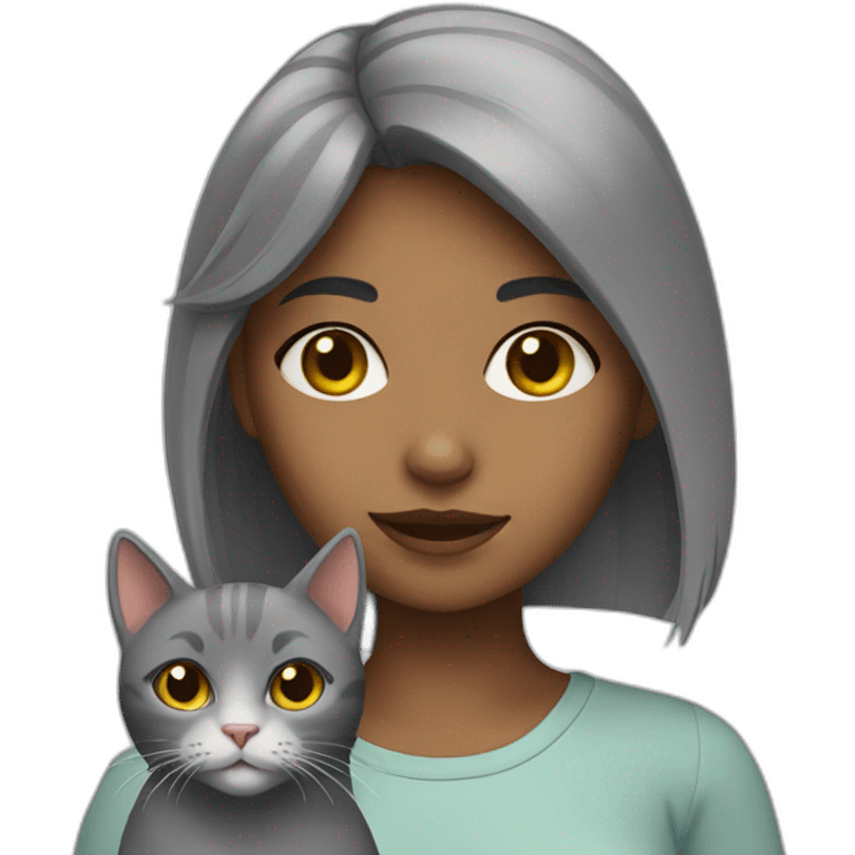 girl with Grey cat emoji