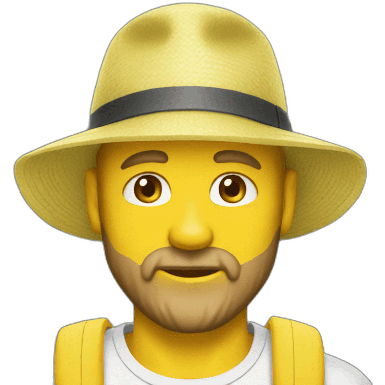 Blonde beard bald man wearing yellow bucket hat emoji