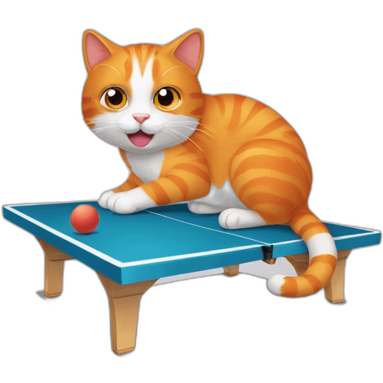 orange cat with a ping pong paddle emoji