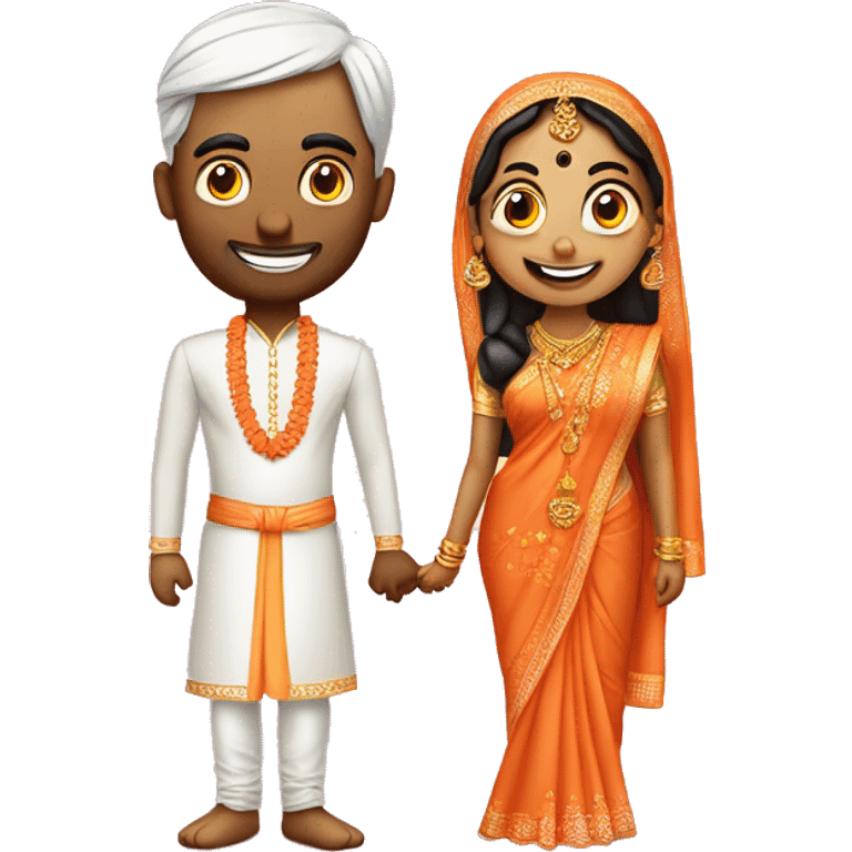 a man and woman saying vanakkam in hindu wedding emoji