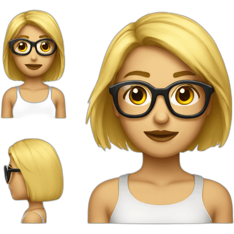 Chica rubia pelo corto gafas emoji