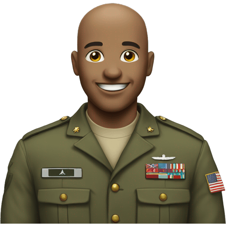 bald man in a military suit smiling emoji