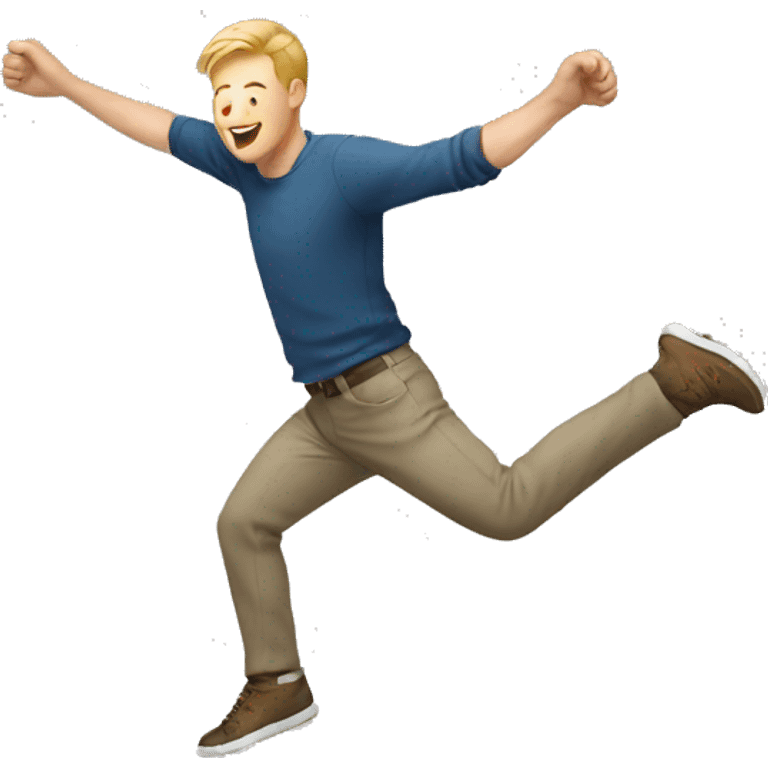 a white man jumping celebrating emoji