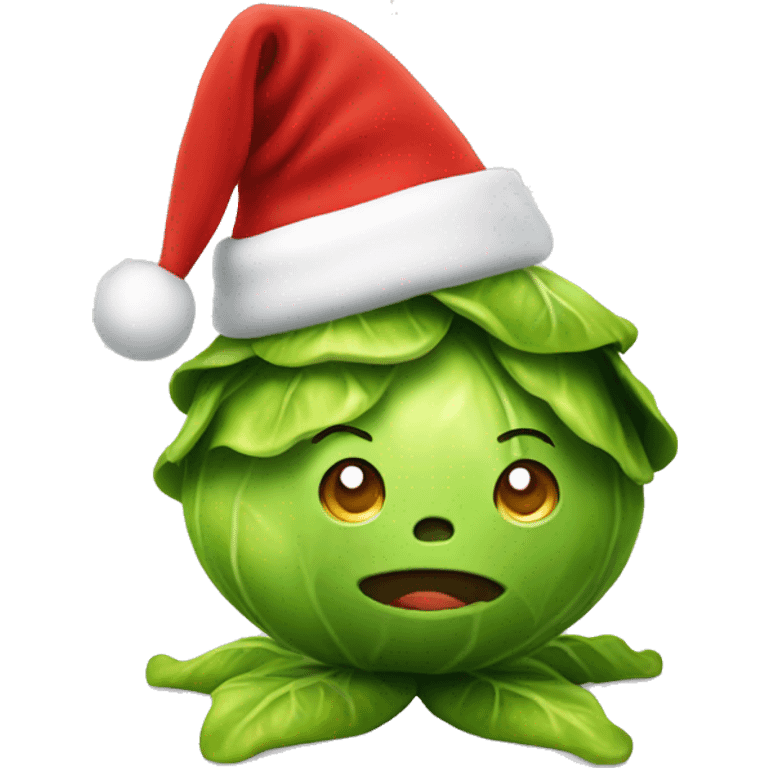 Brussels sprout with a Christmas hat emoji