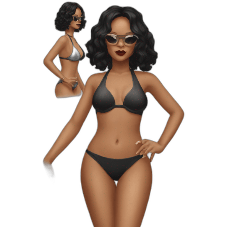 Rihanna bikini noir emoji