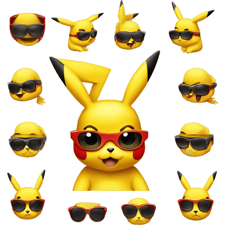 Pikachu avec des lunettes de soleil qui conduit une Ferrari  emoji