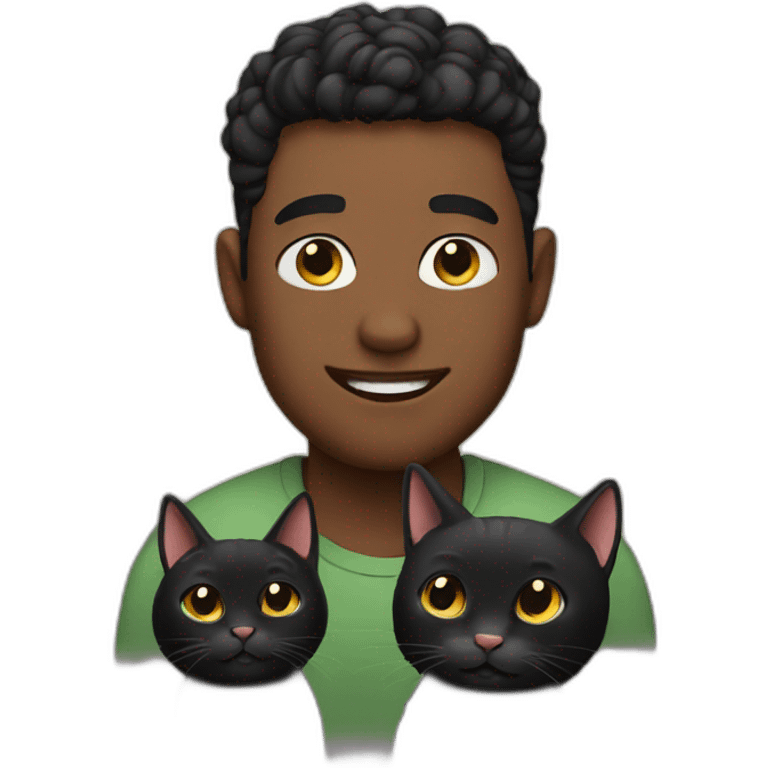 Cute man with black cats emoji