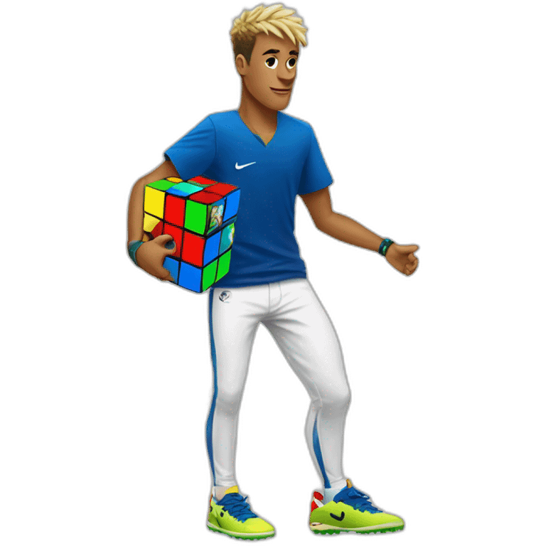 Neymar with white pants with a Rubix cube in hes hand emoji