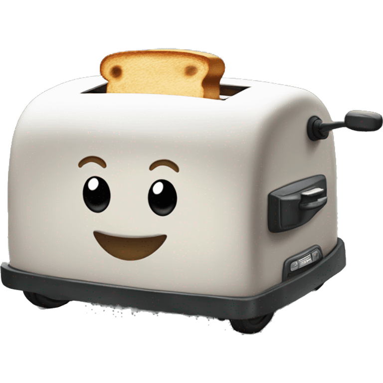 Giant deformed toaster driving down the road emoji