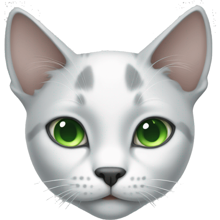 White grey cat with big green eyes emoji