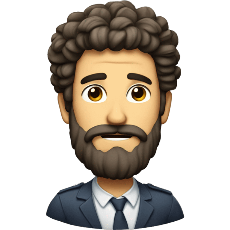 Gordo de rulos y barba candado moreno emoji