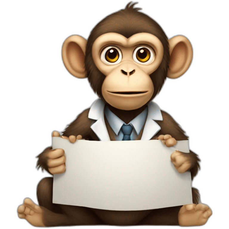 professor monkey holding a sign like emoji