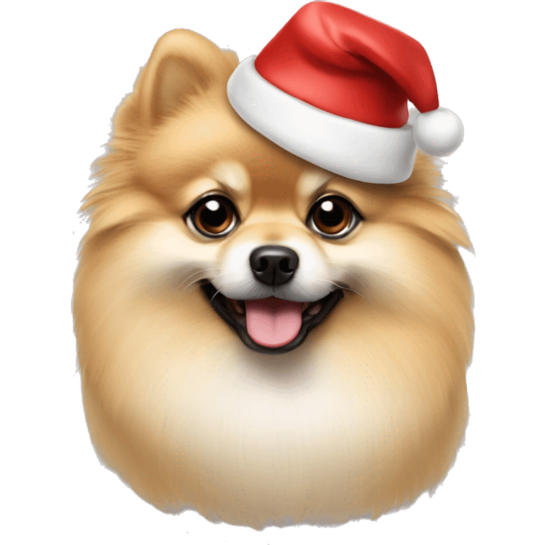 Crème Pomeranian with Christmas hat  emoji