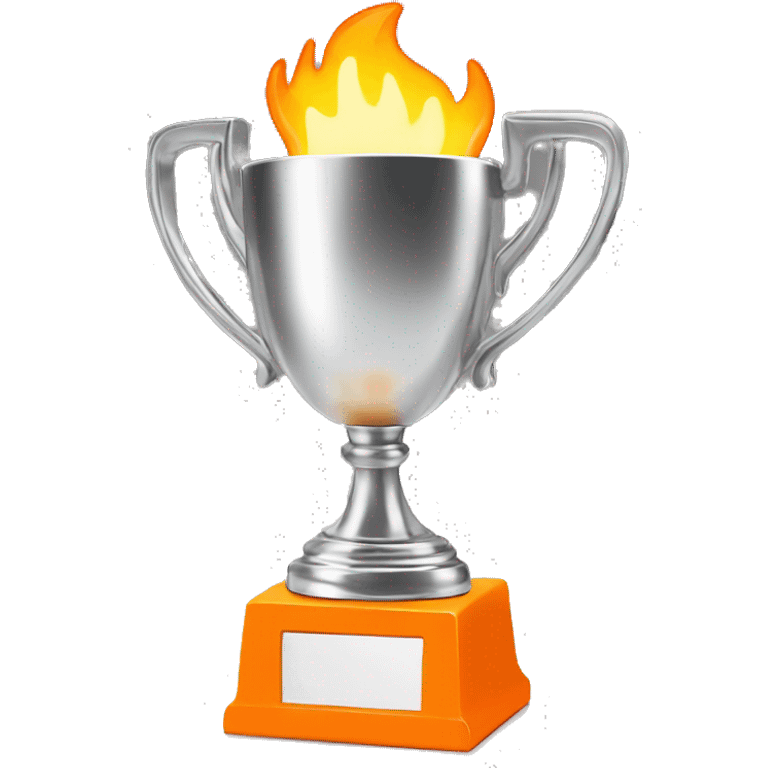 A fire-shaped trophy with a screaming face in orange, yellow and white. emoji