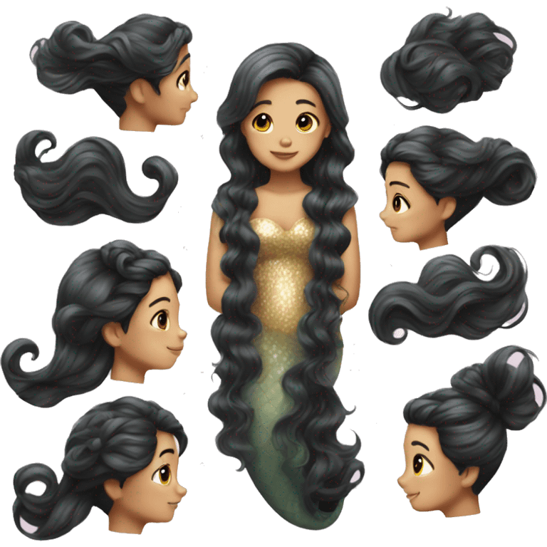 asian girl mermaid hair emoji