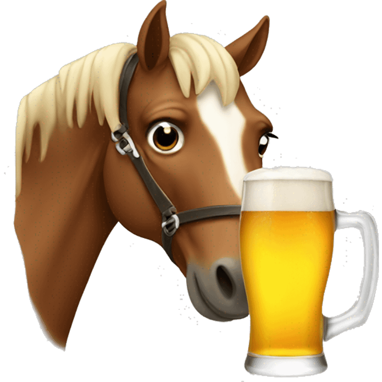 Horse drinking a beer emoji