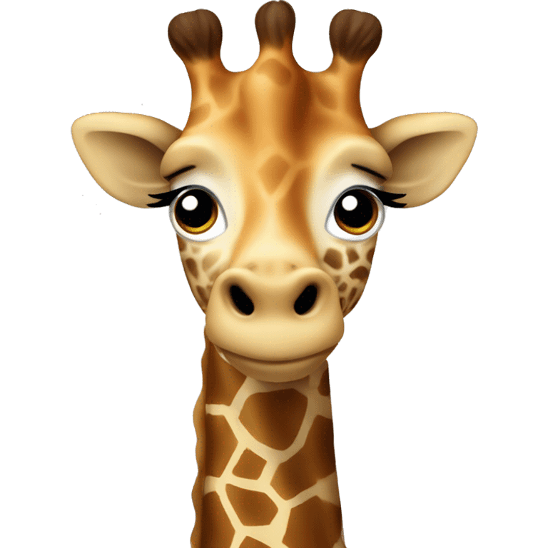 Giraffe with long brown hair ￼ emoji