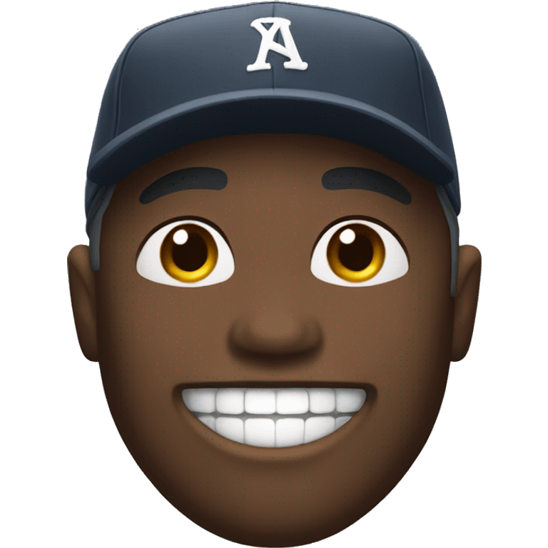 Black man smiling with baseball cap emoji