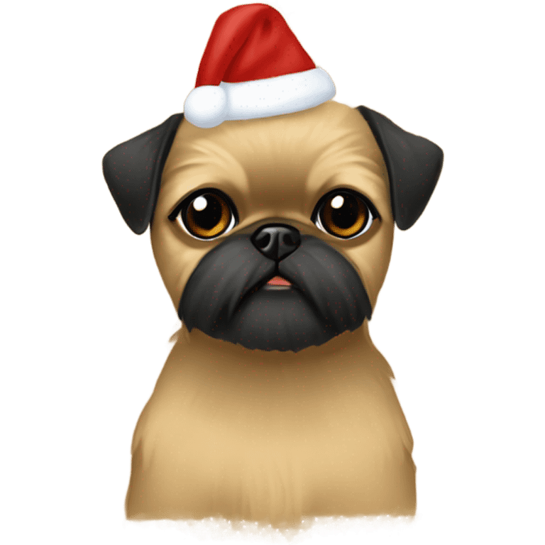 Tan brussels Griffon Christmas scarf  emoji