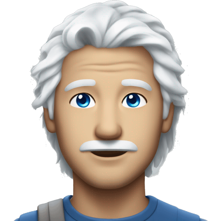 White hair, blue ocean eyes, gorgeous and handsome emoji