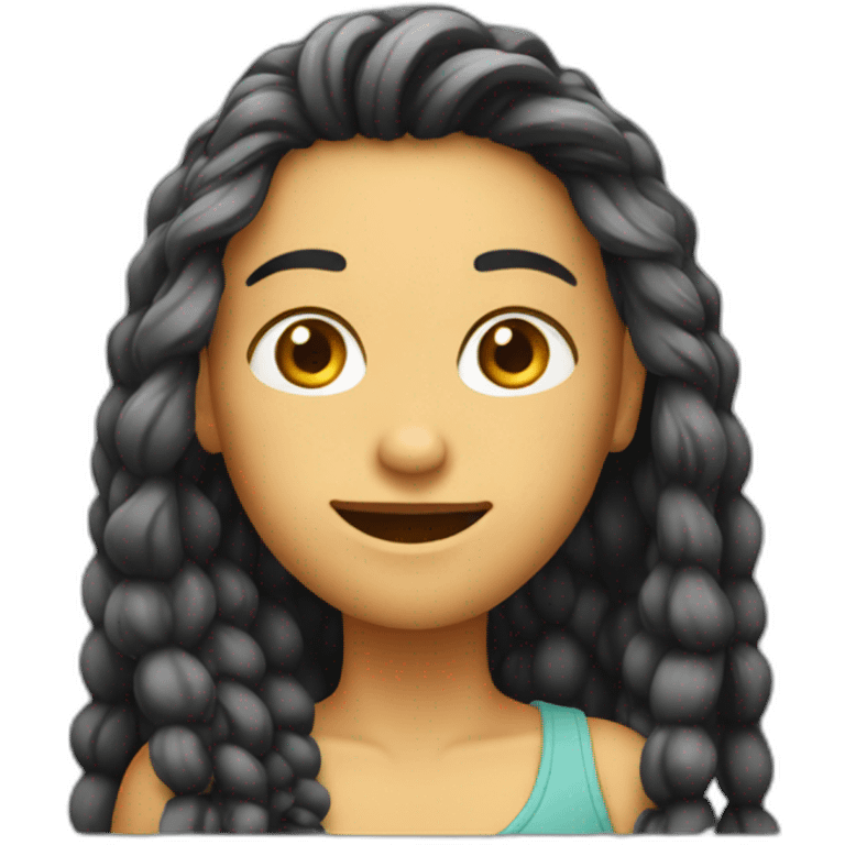 Emoji de cara con pelo largo emoji