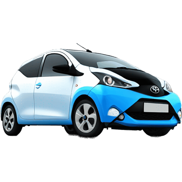 blue toyota aygo from 2016 with a black roof emoji