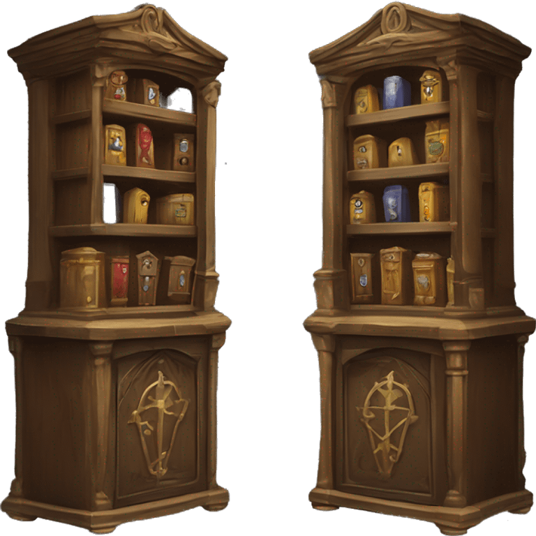 The Vanishing Cabinet: A pair of ornate cabinets linked magically, allowing for instantaneous travel between locations. One is located in Borgin and Burkes, and the other is in Hogwarts emoji