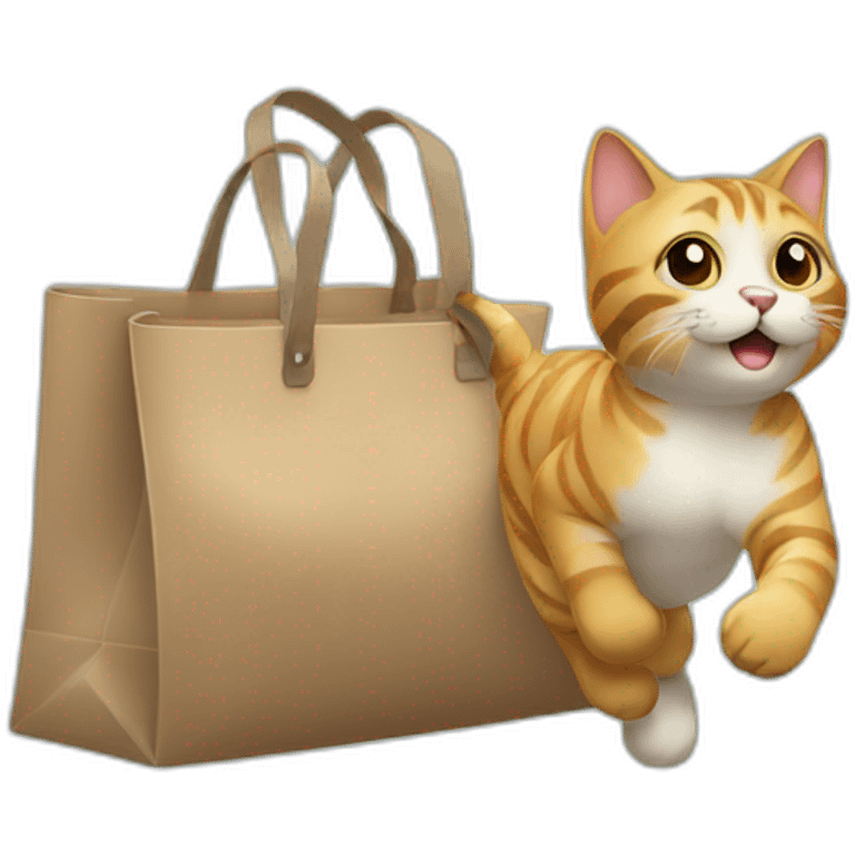 cat run with bag emoji