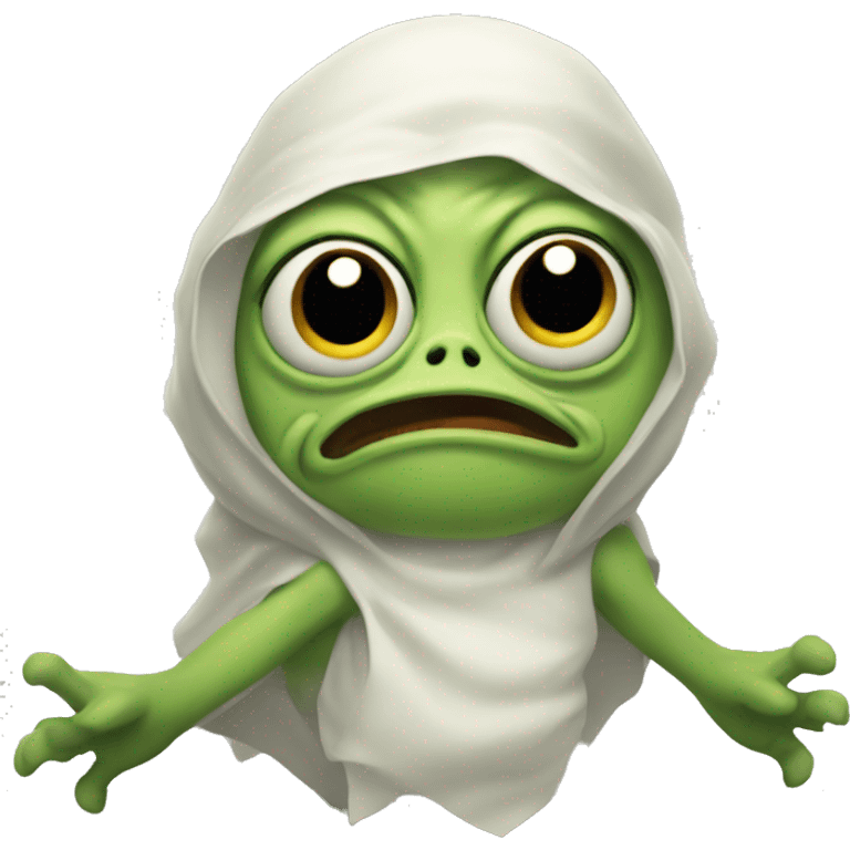 Pepe is a ghost with arms, looking angrily and scaring emoji